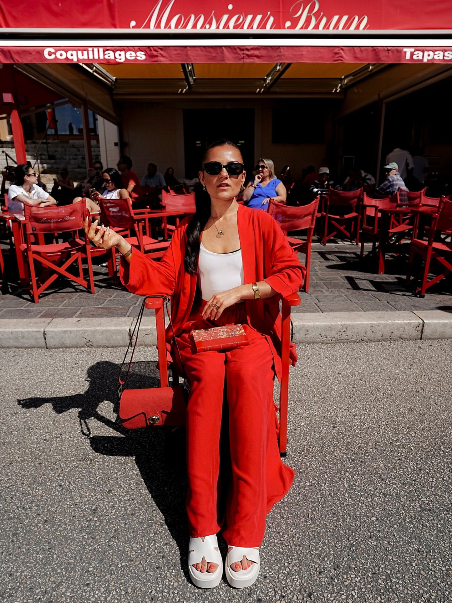 Pantalon palazzo uni rouge - 1689