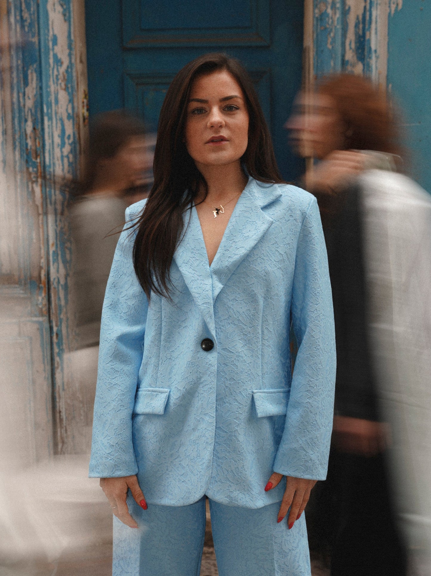 Blazer dentelle bleu - 1442