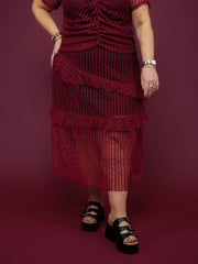 Jupe dentelle cerise