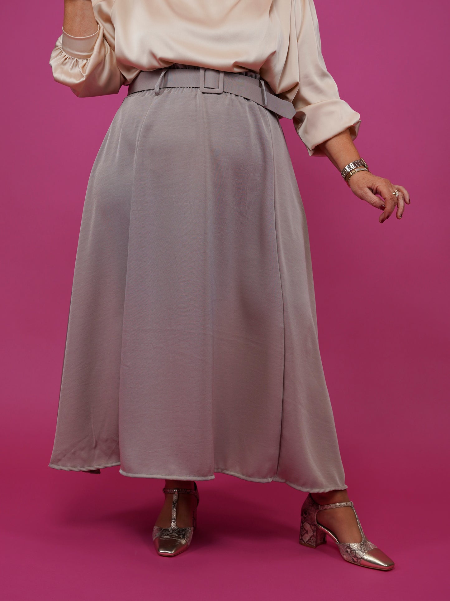 Jupe midi taupe - 1489