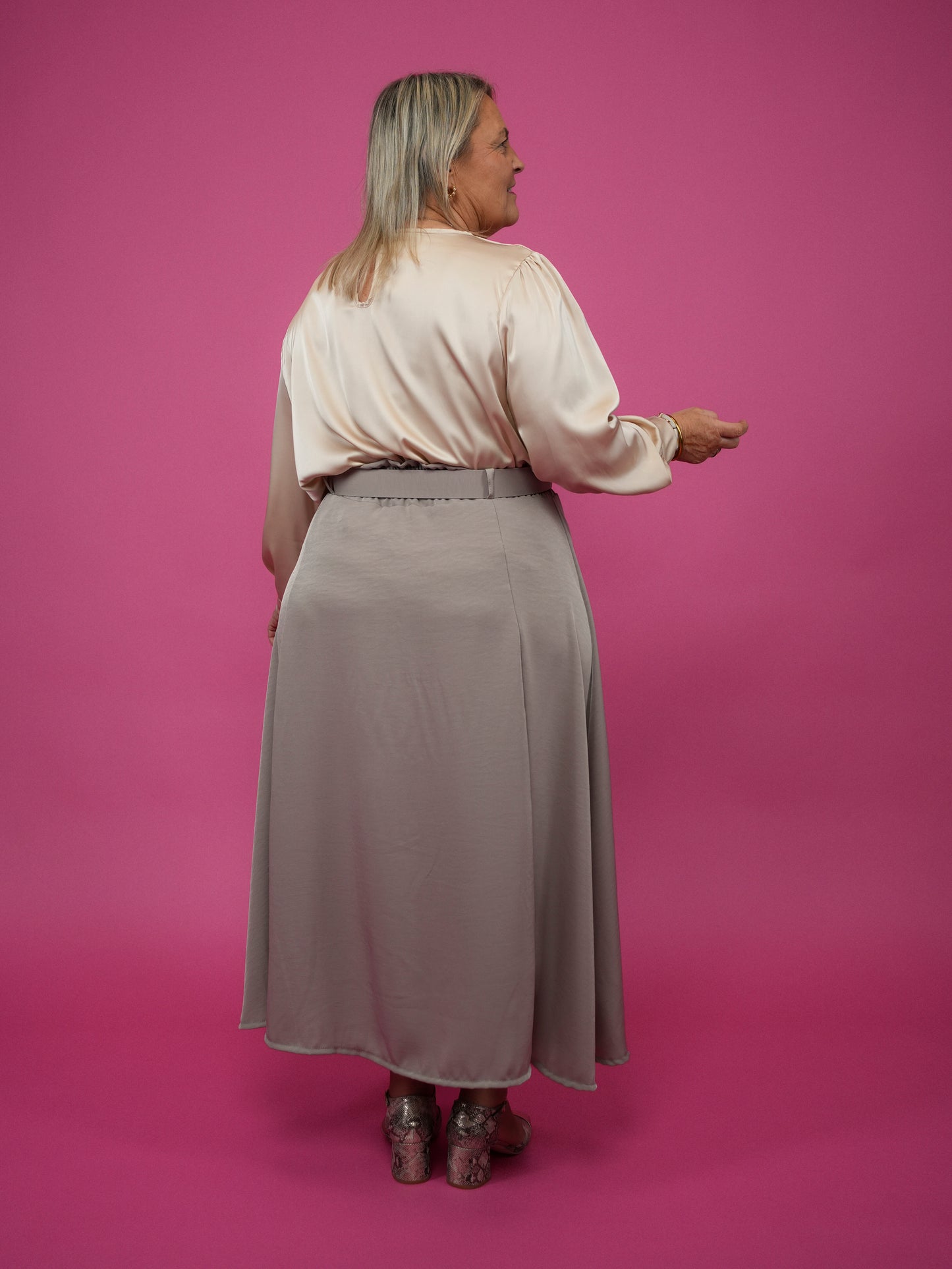 Jupe midi taupe - 1489
