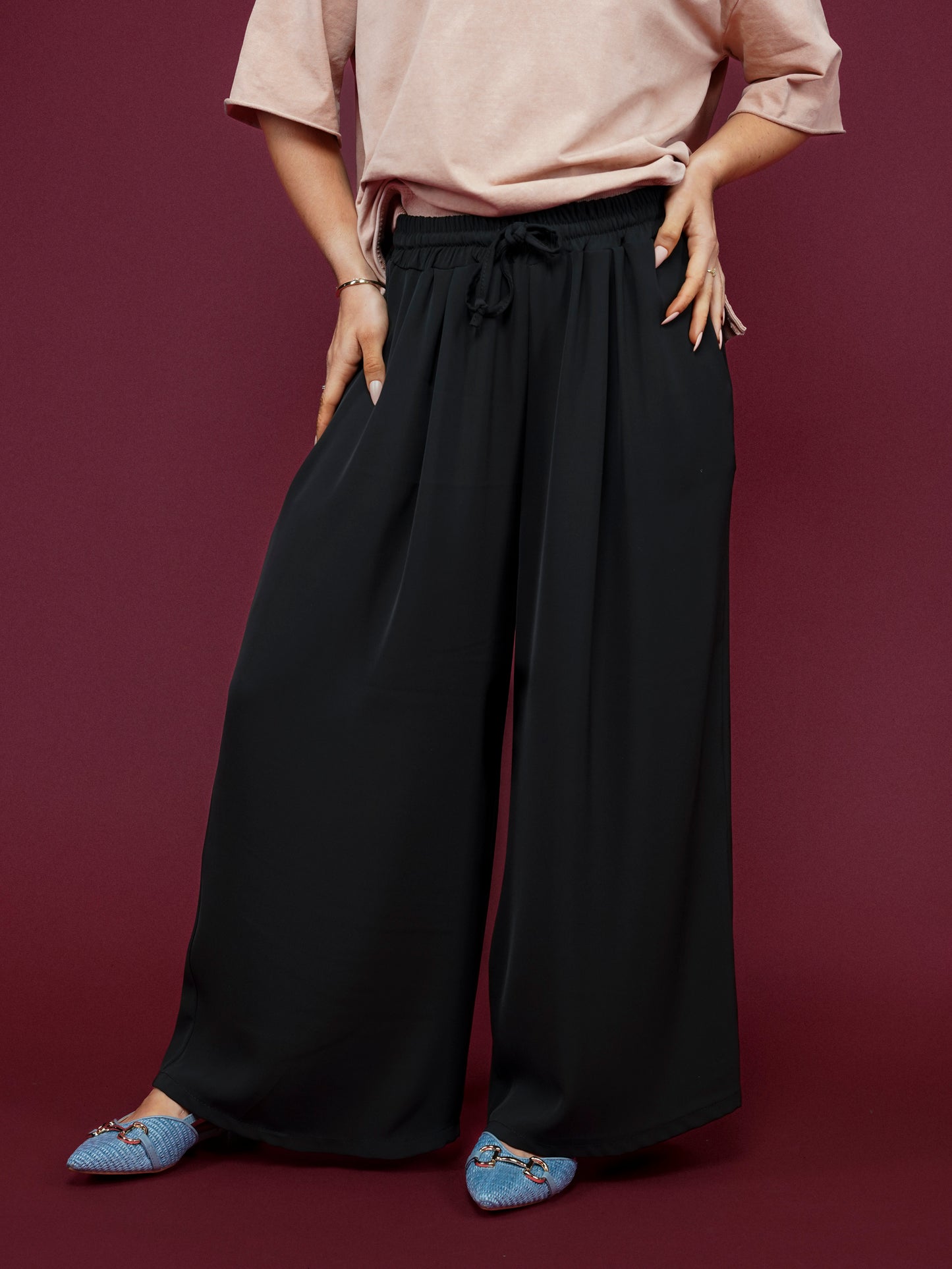 Pantalon large noir - 1610