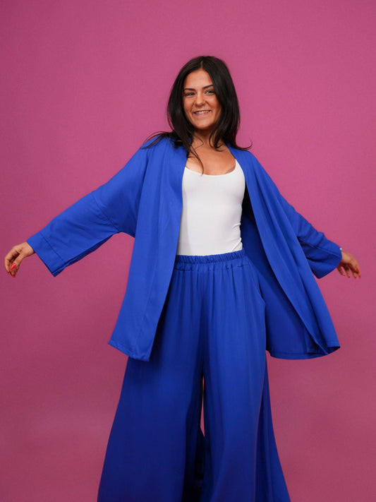 Kimono fluide uni bleu roi - 1688