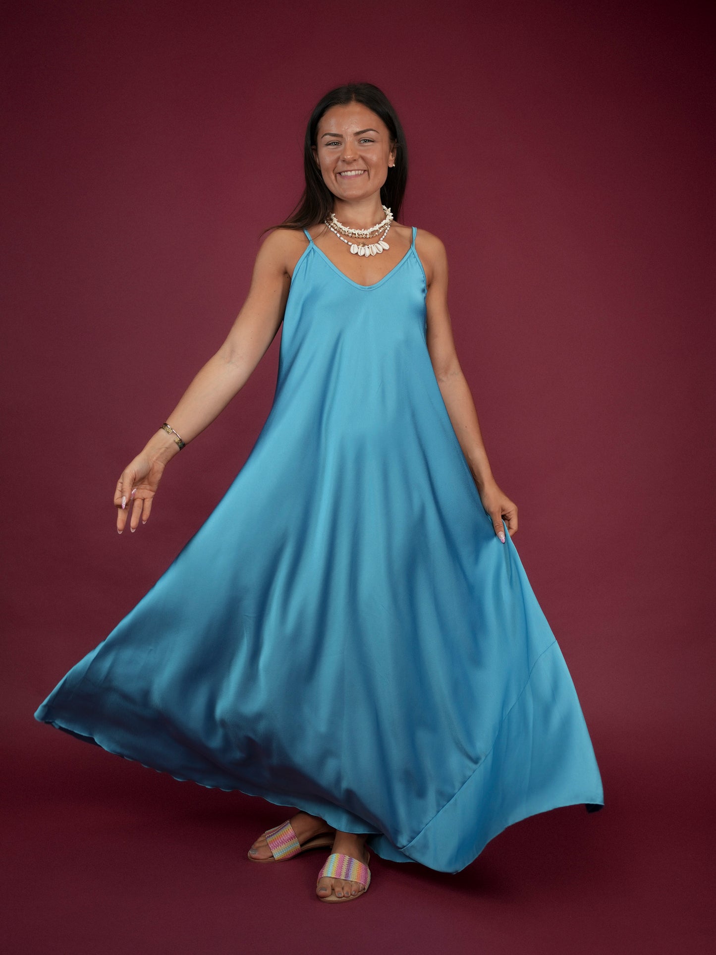 Robe à bretelles turquoise - 1835