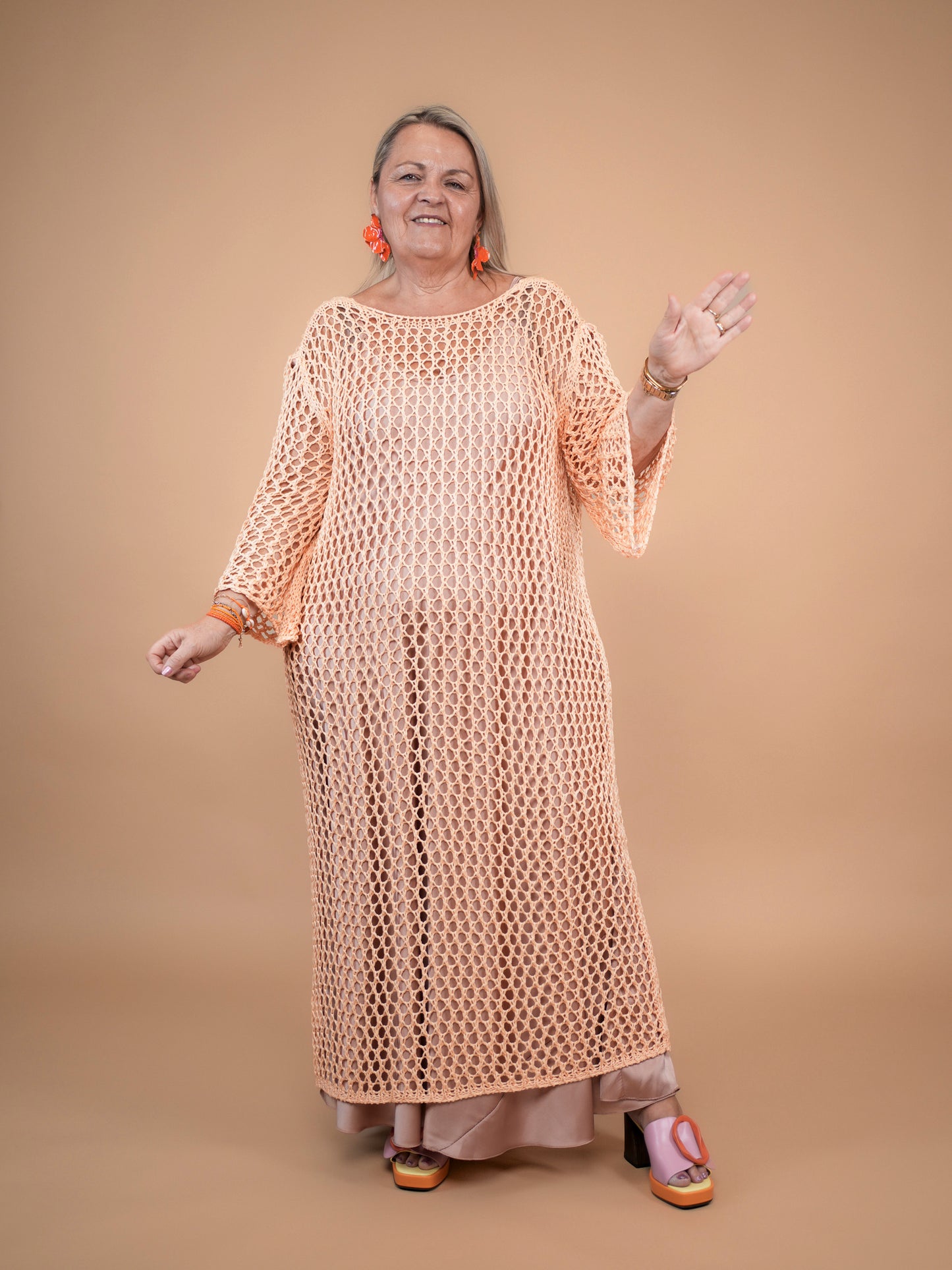 Robe en crochet pêche - 1788