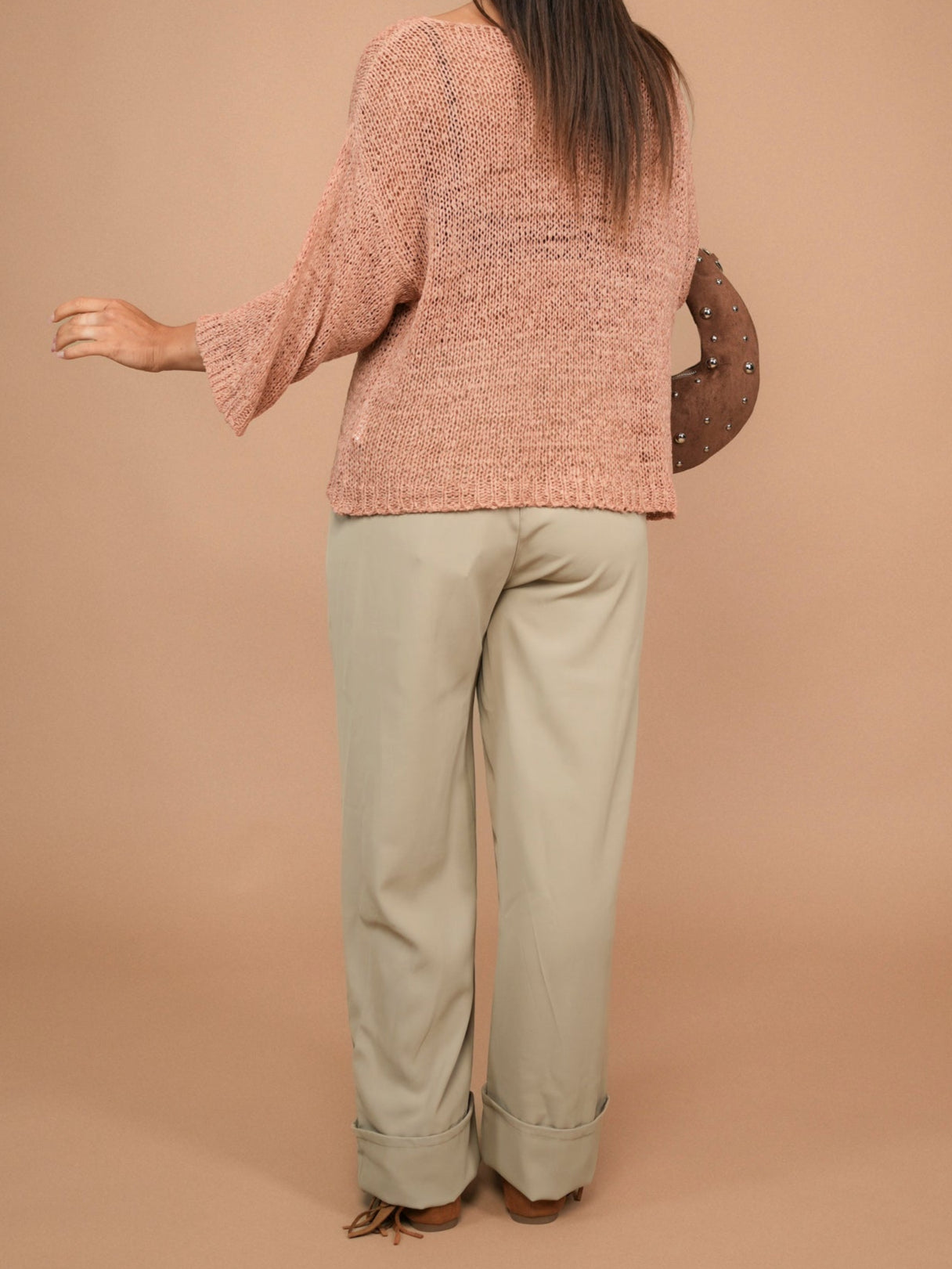 Pantalon à revers taupe