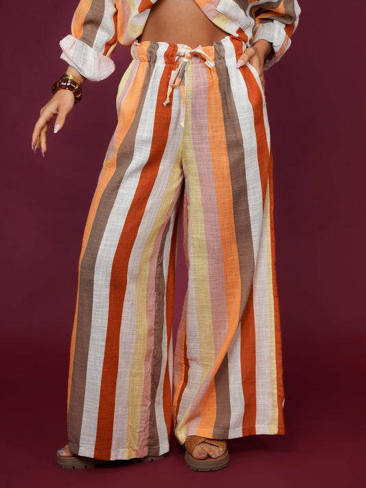 Pantalon à rayures colorées