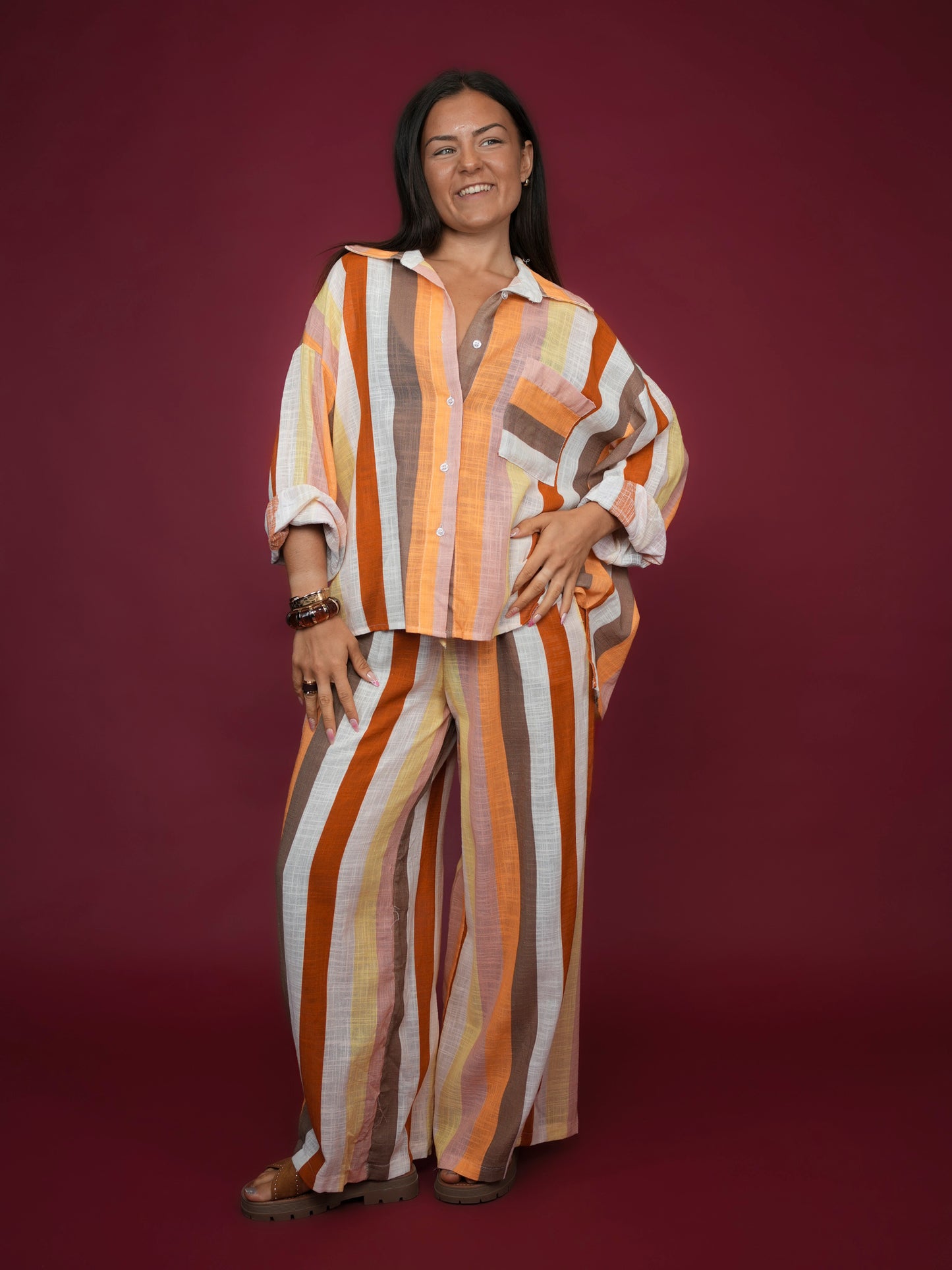 Pantalon à rayures colorées
