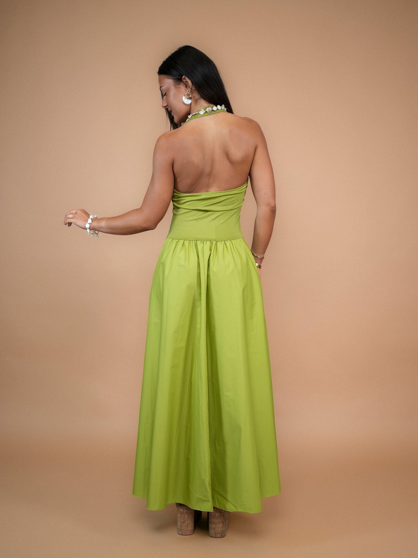 Robe débardeur vert anis - 1834