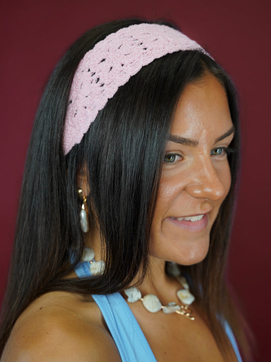 Bandeau crochet rose