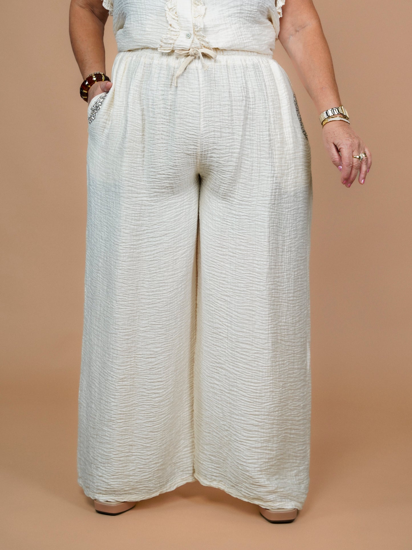 Pantalon gaze de coton blanc