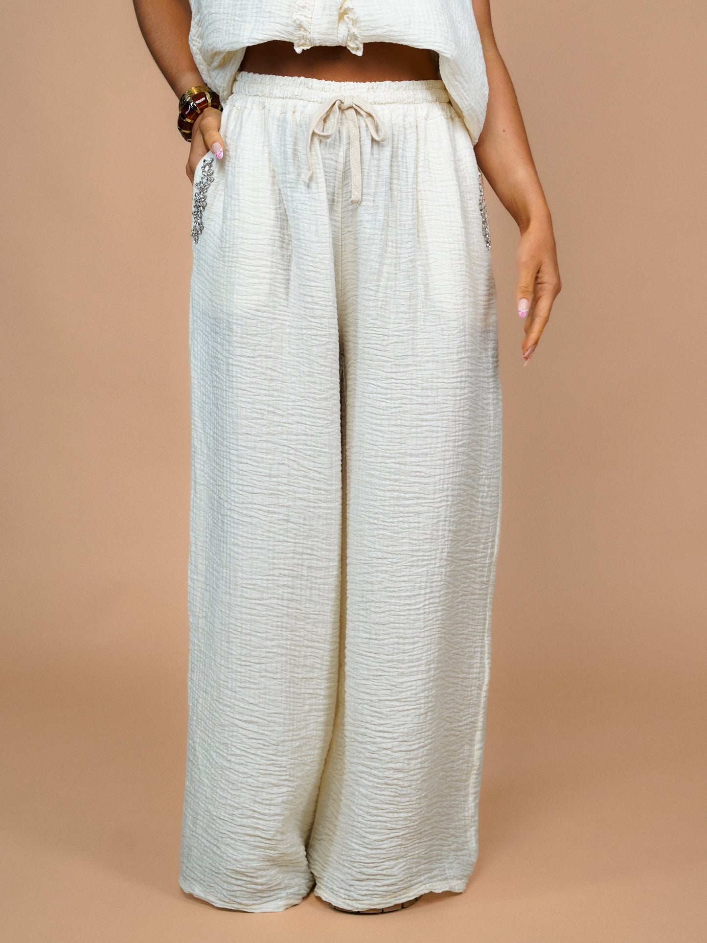 Pantalon gaze de coton blanc