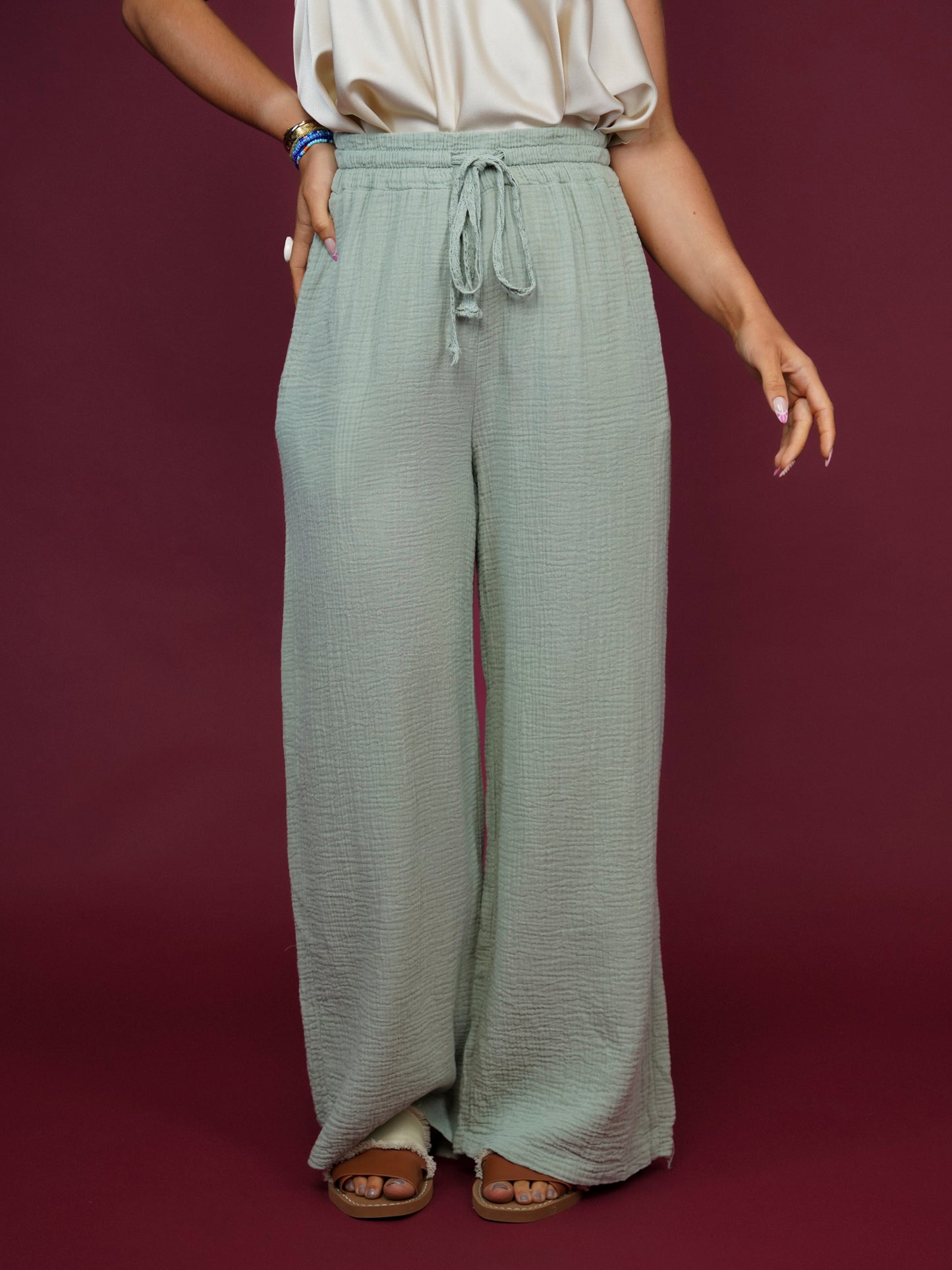 Pantalon gaze de coton kaki