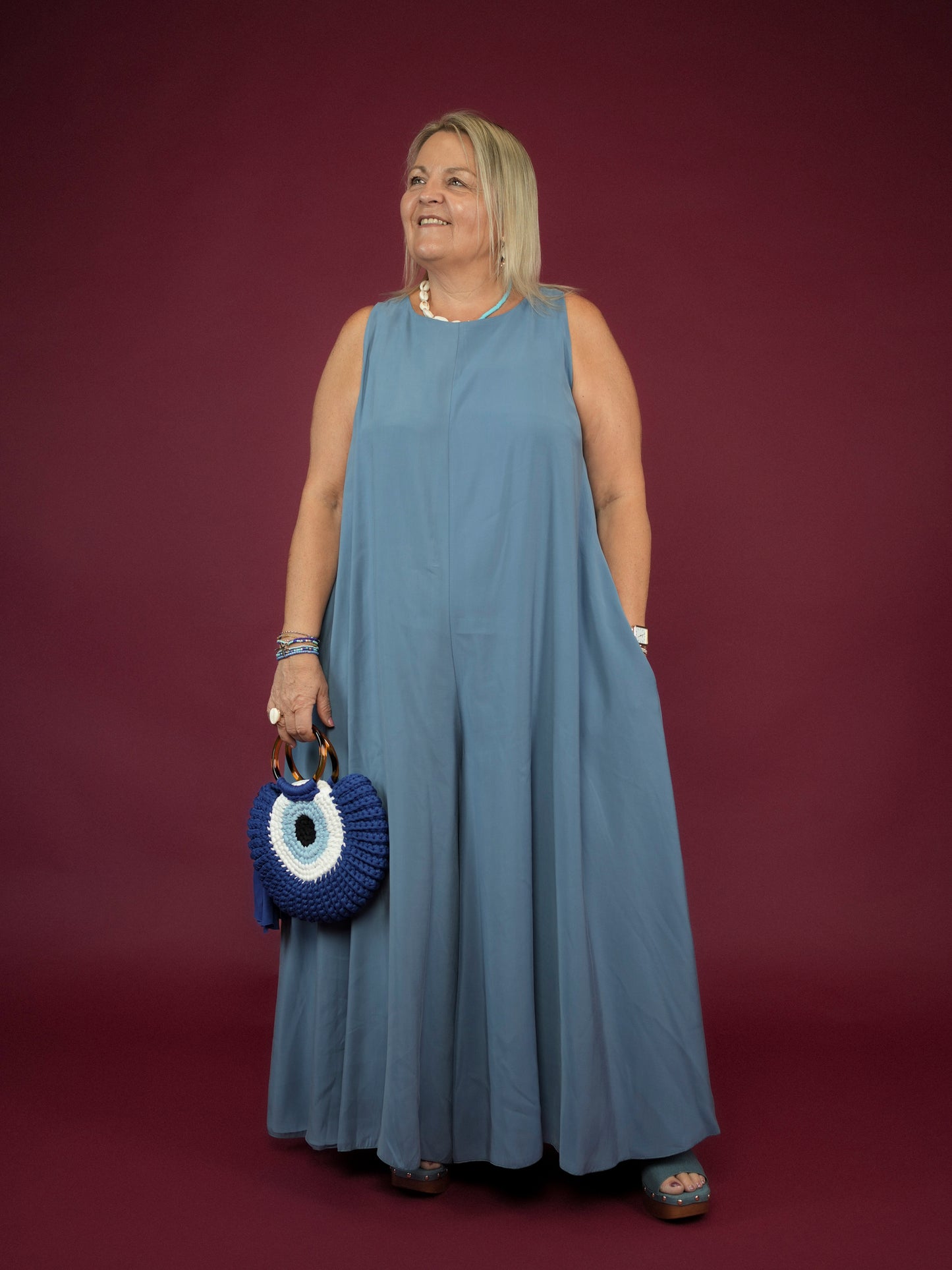 Robe combinaison bleu jean