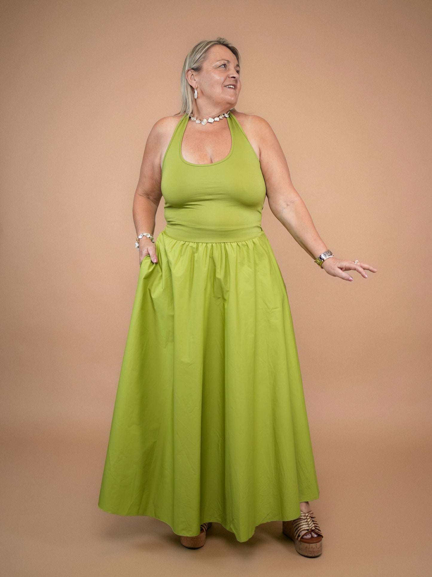Robe débardeur vert anis - 1834