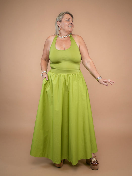 Robe débardeur vert anis - 1834