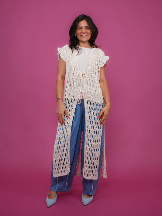 Gilet long en crochet - 1487