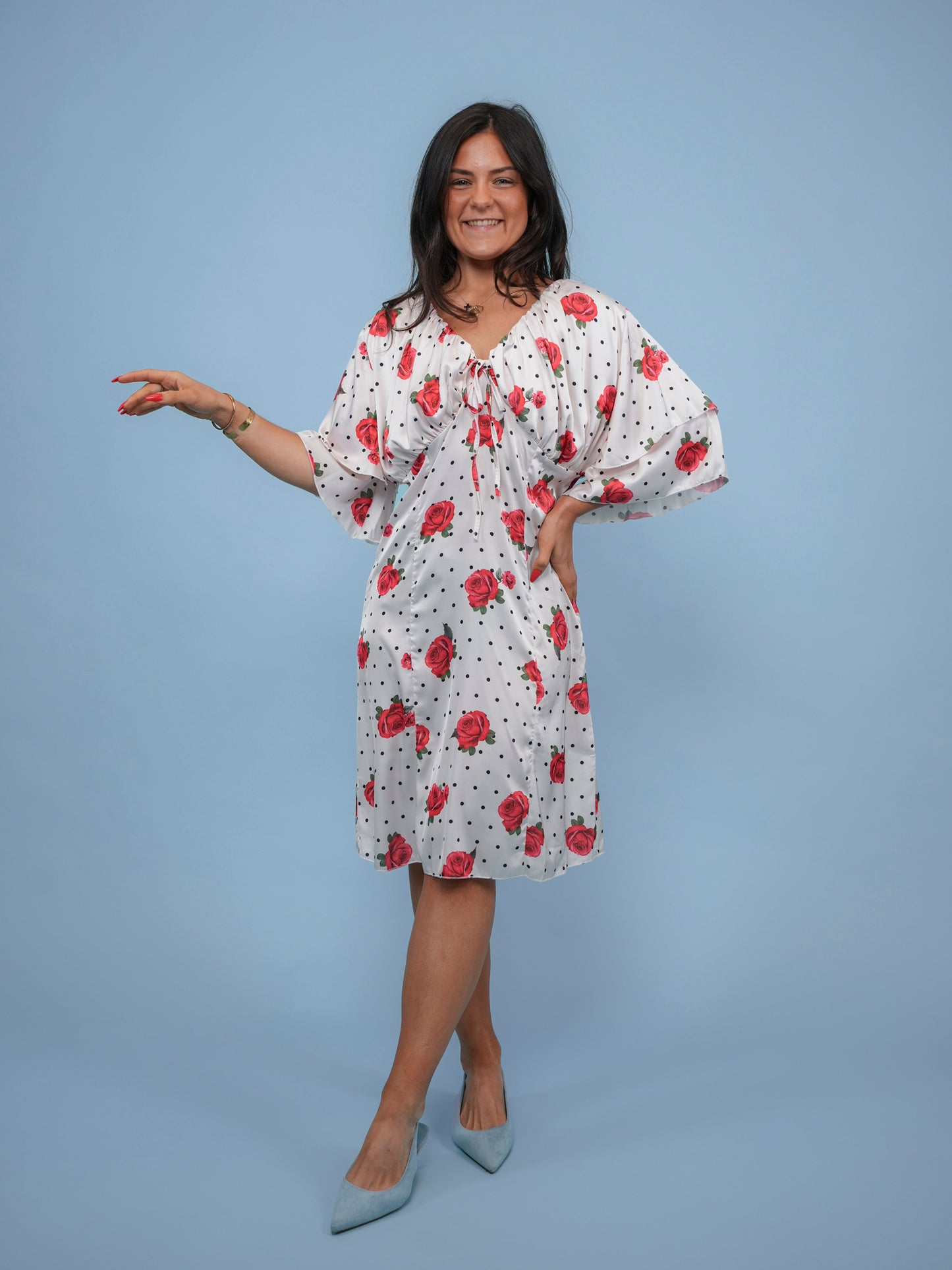 Robe rétro pois et fleurs