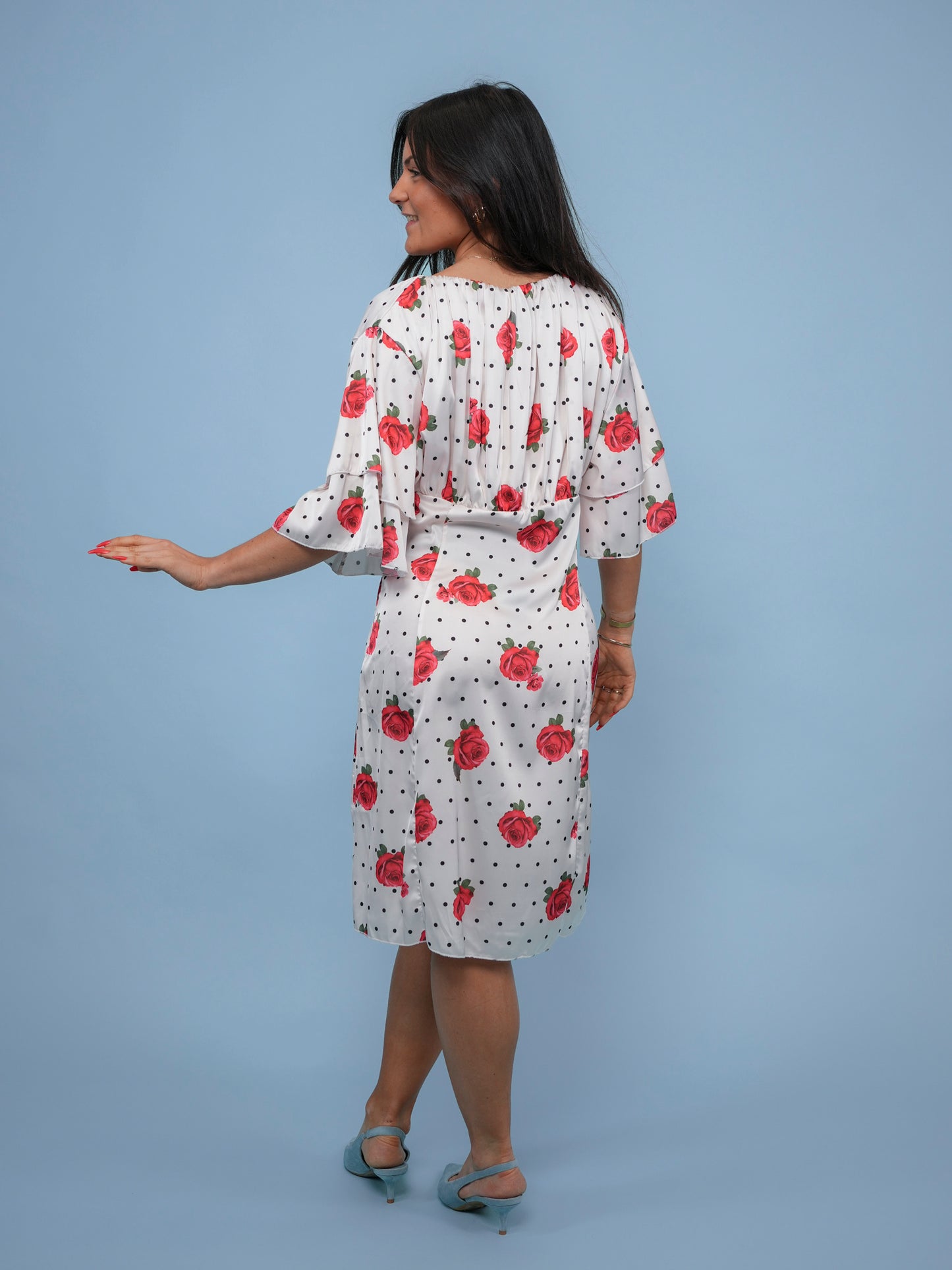 Robe rétro pois et fleurs