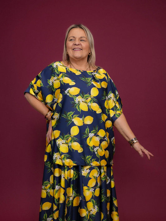 Blouse fluide à imprimé citron