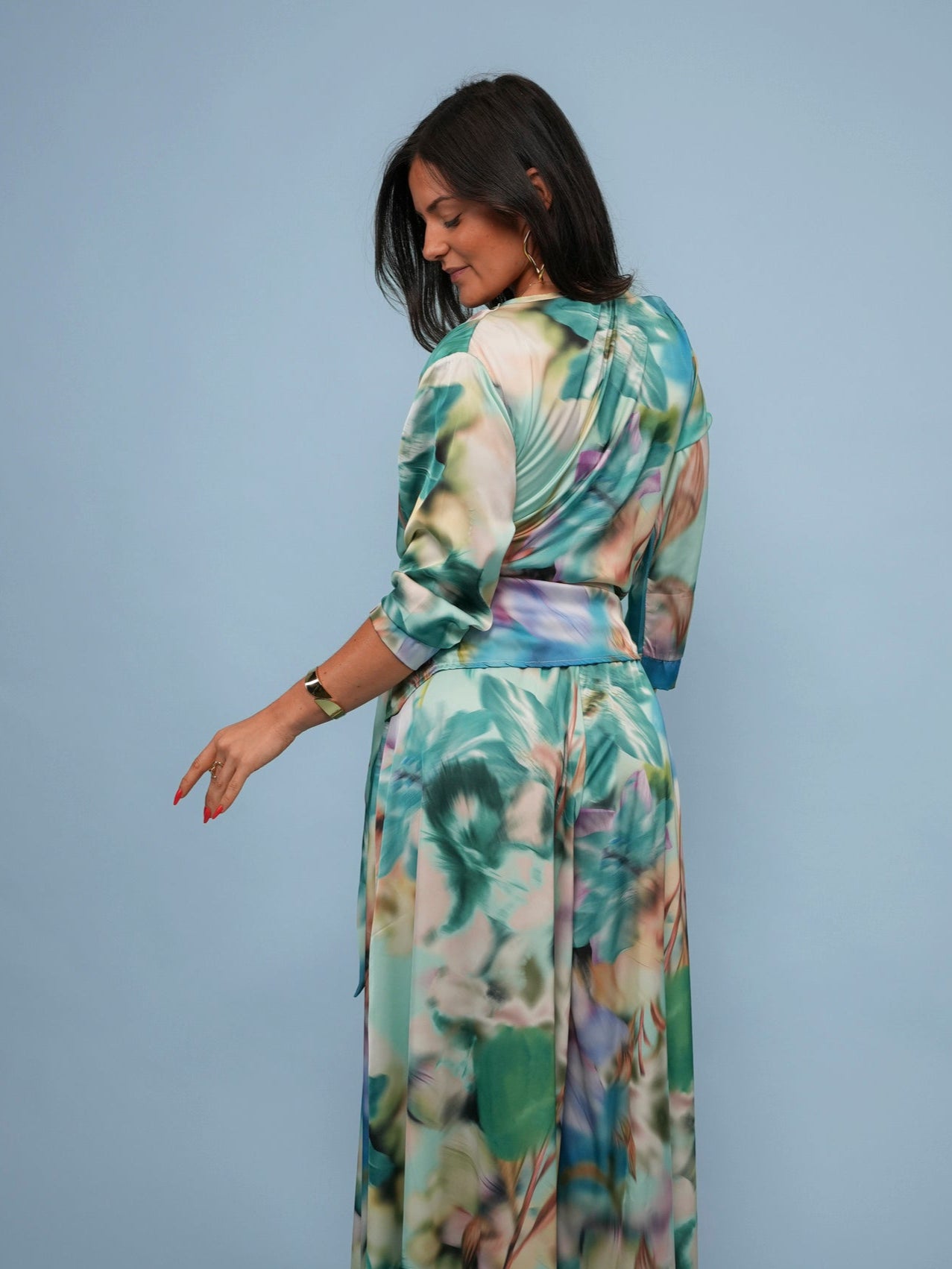 Blouse cache-cœur imprimé floral aquarelle