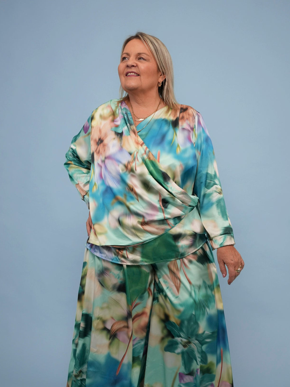 Blouse cache-cœur imprimé floral aquarelle