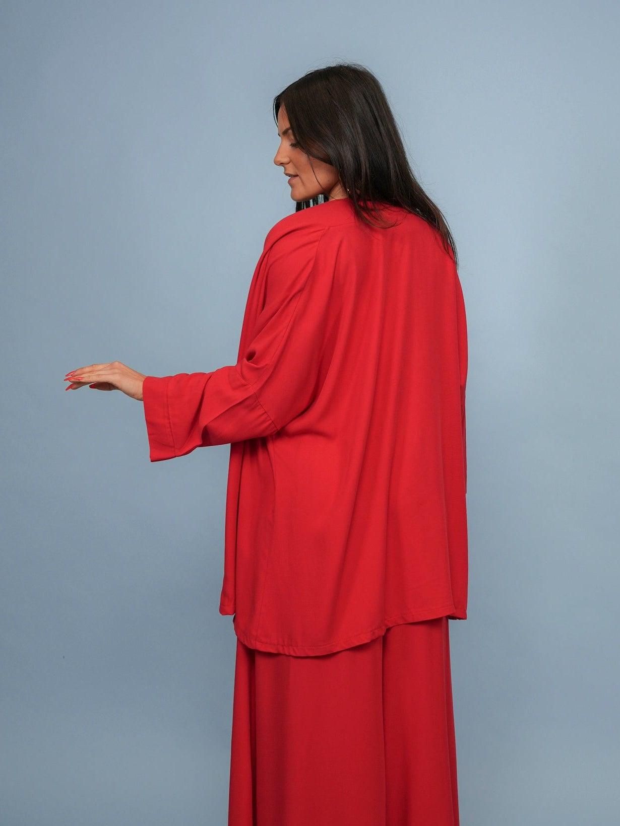 Kimono fluide uni rouge - 1688