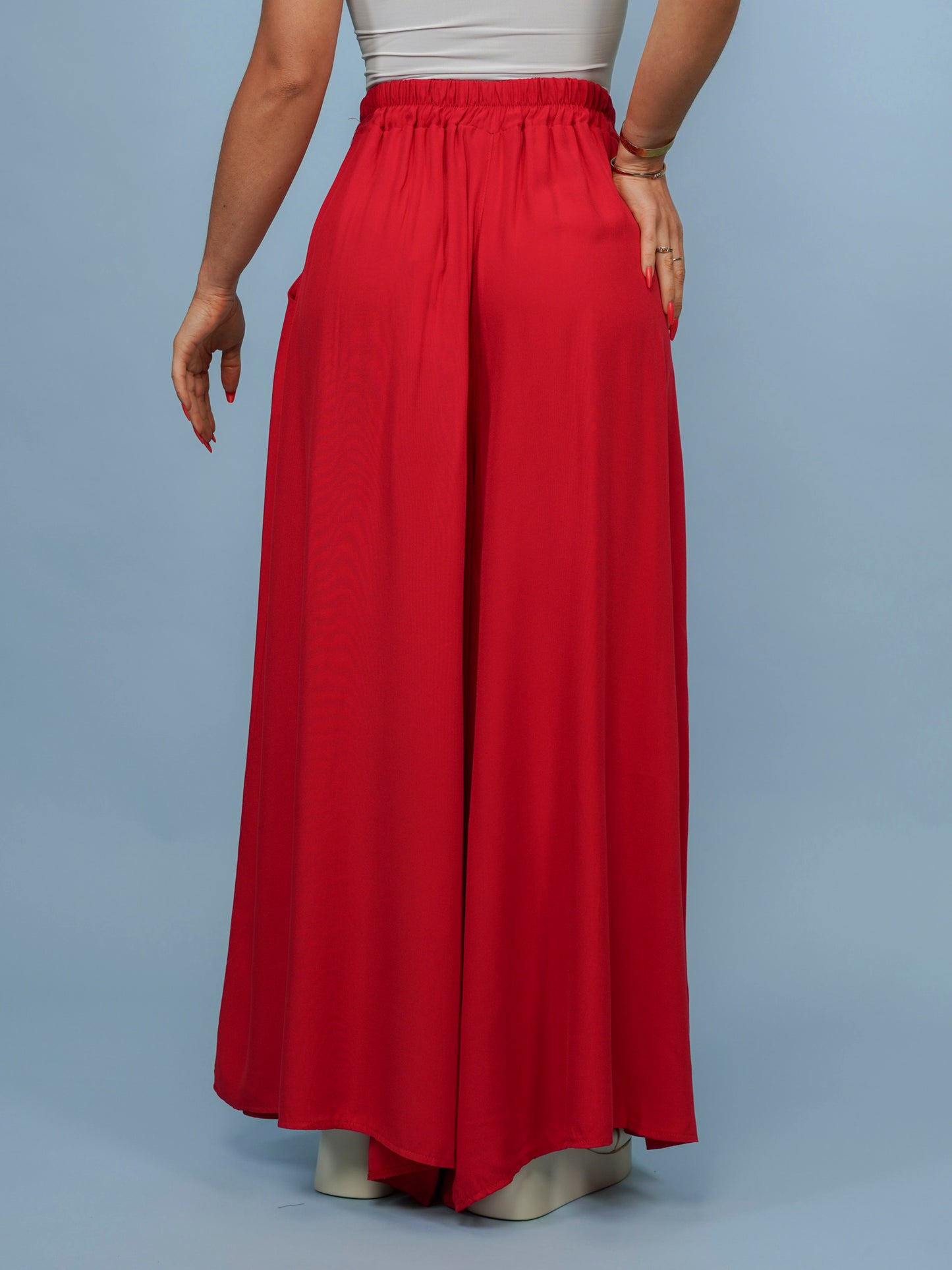 Pantalon palazzo uni rouge - 1689