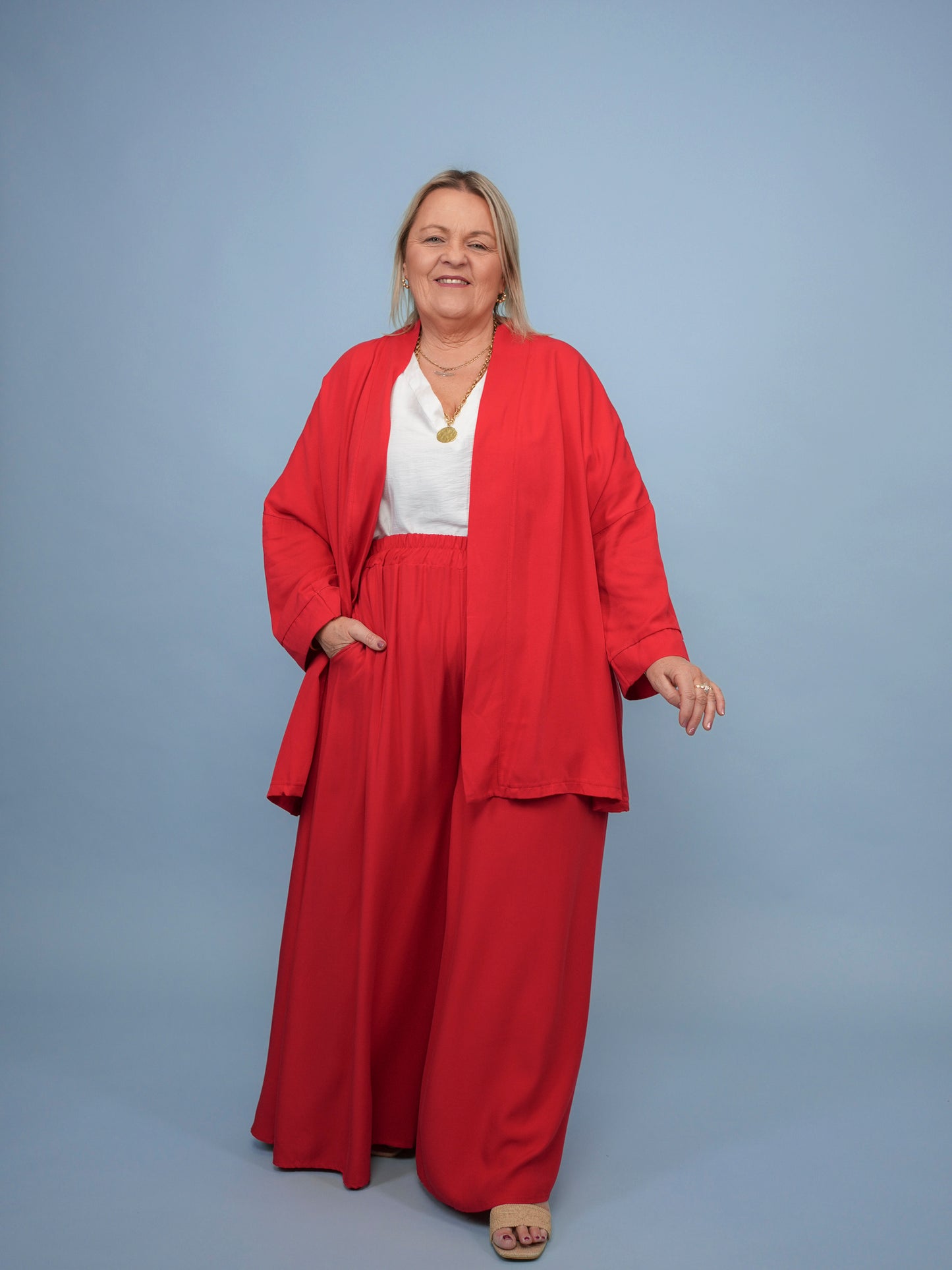 Pantalon palazzo uni rouge - 1689