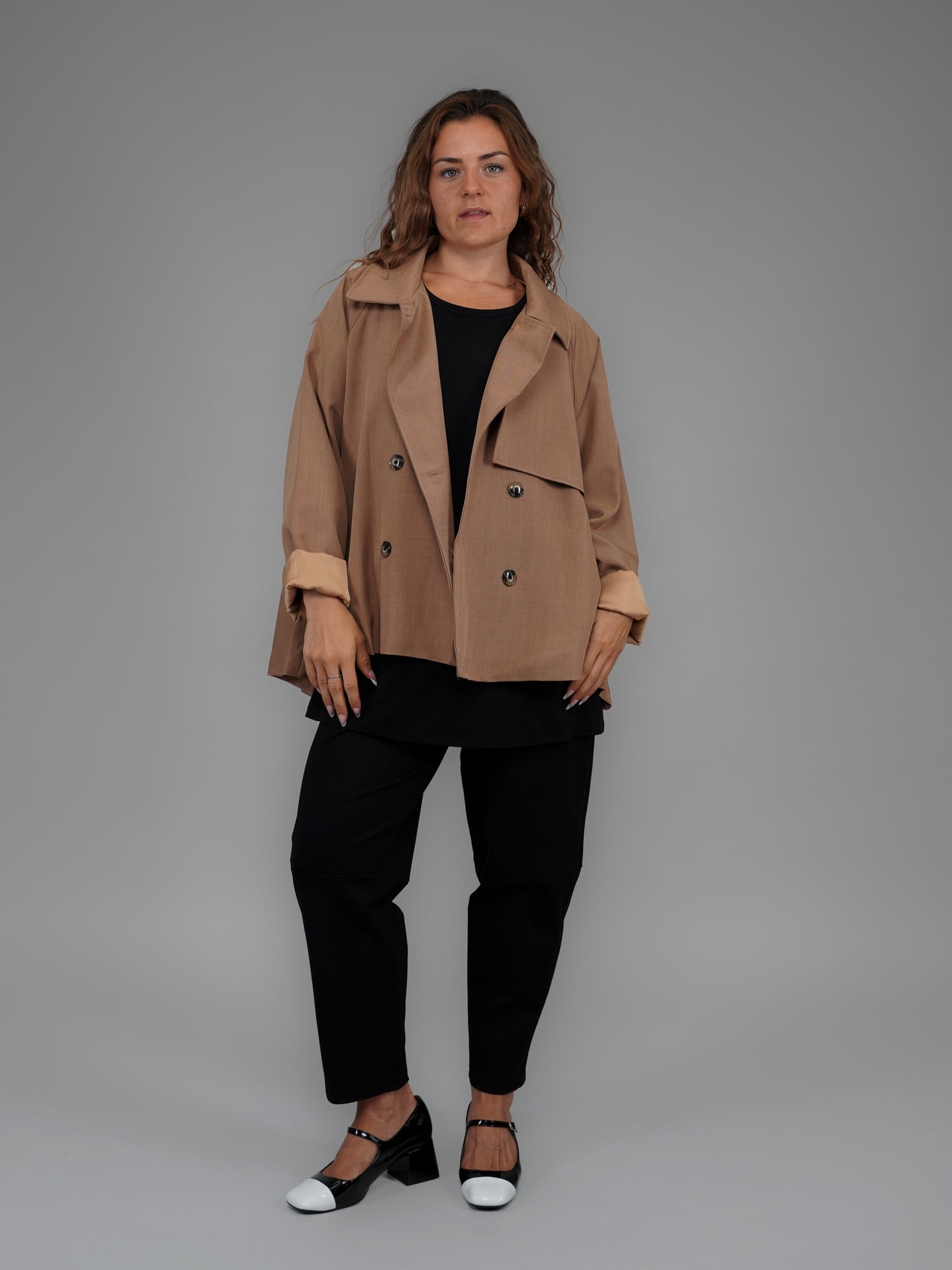 Veste camel foncé effet trench - 1110