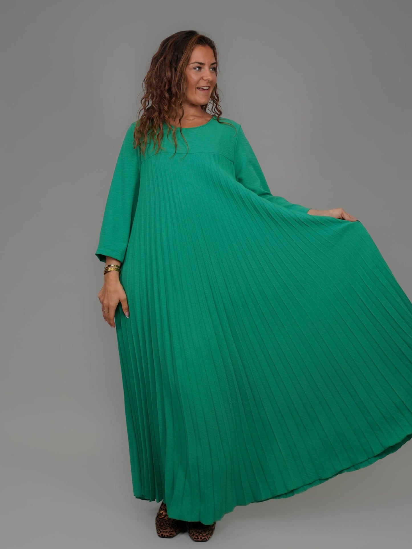 Robe plissée vert brésil - 1149