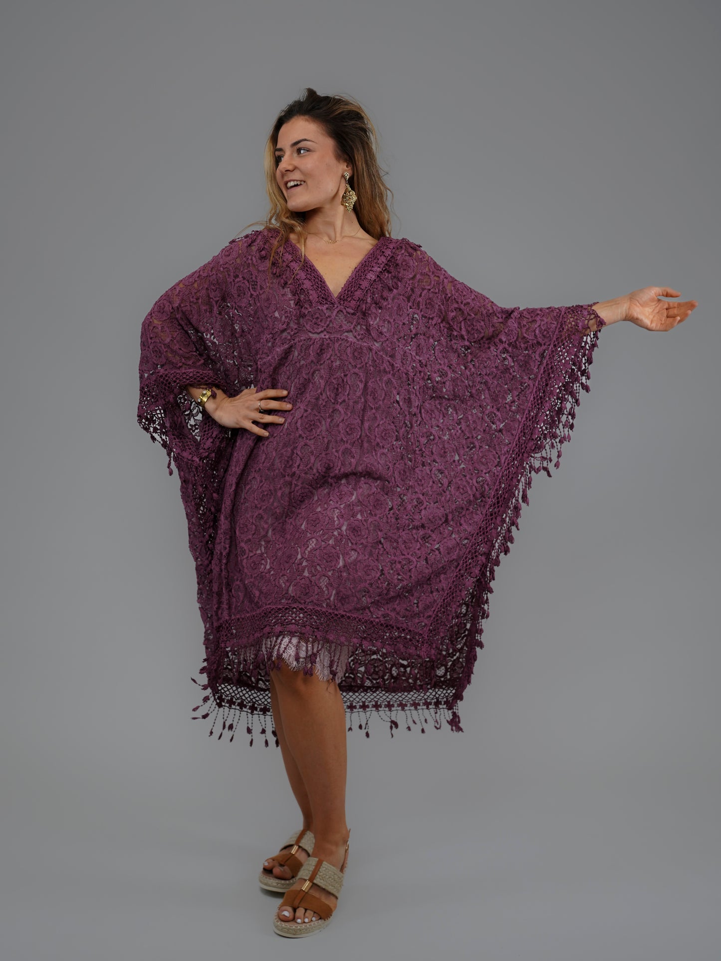 Tunique en dentelle prune - 1062