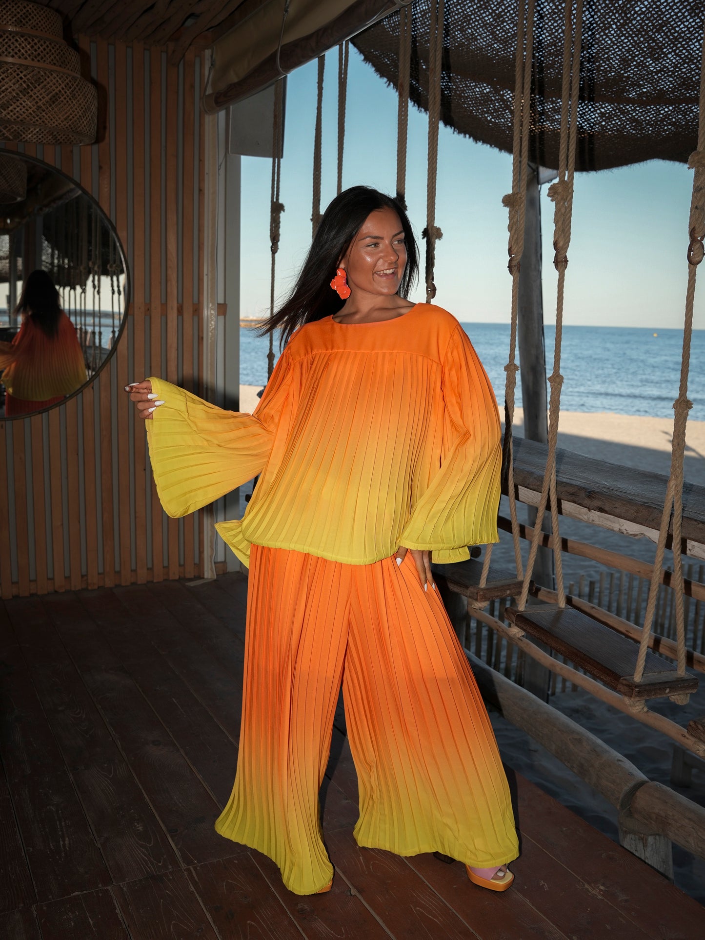 Pantalon à volants dégradé orange - 1901