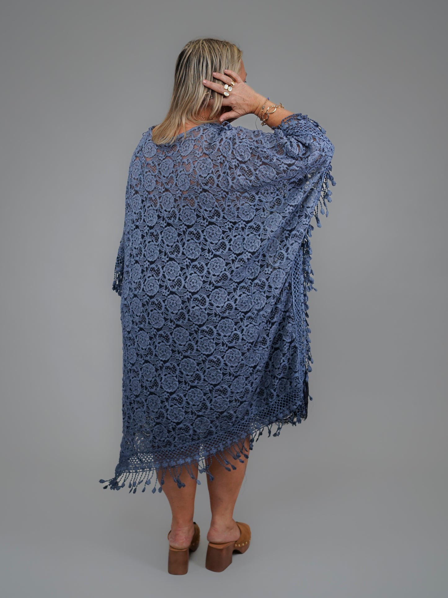 Tunique en dentelle bleu jean - 1062