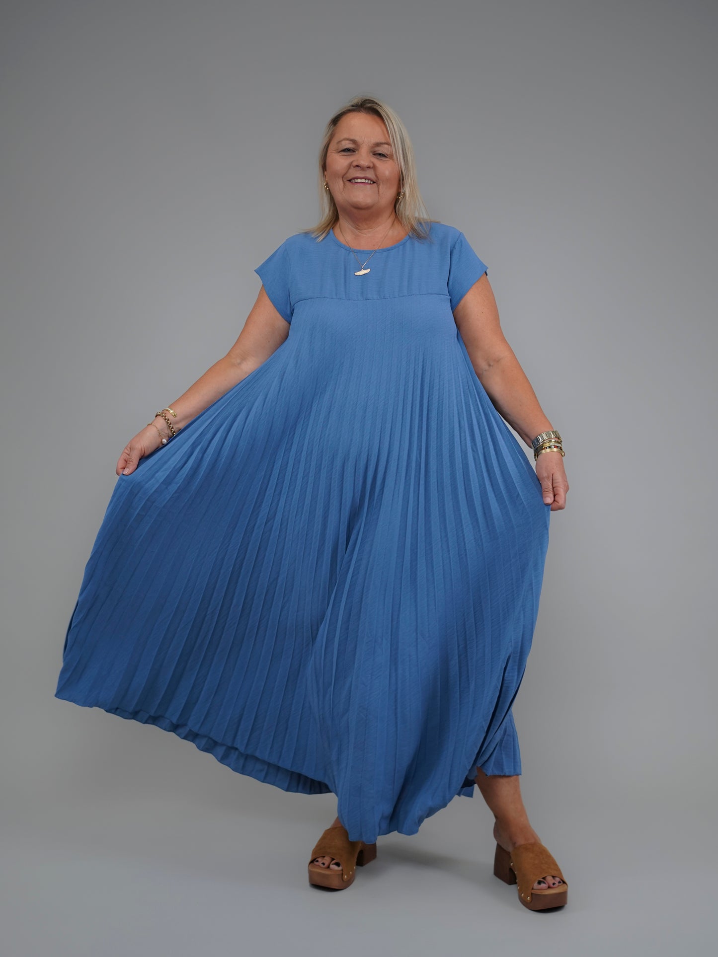 Robe plissée bleu jean - 1041