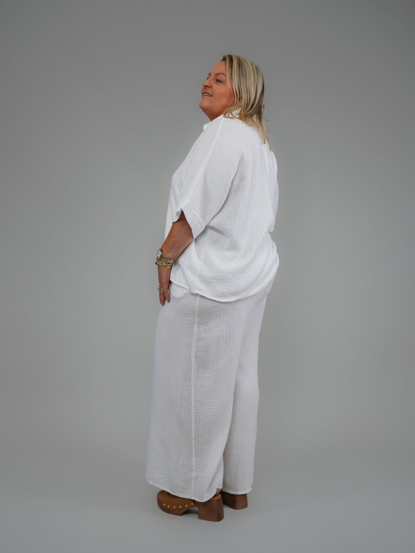 Pantalon blanc en gaze de coton - 1071