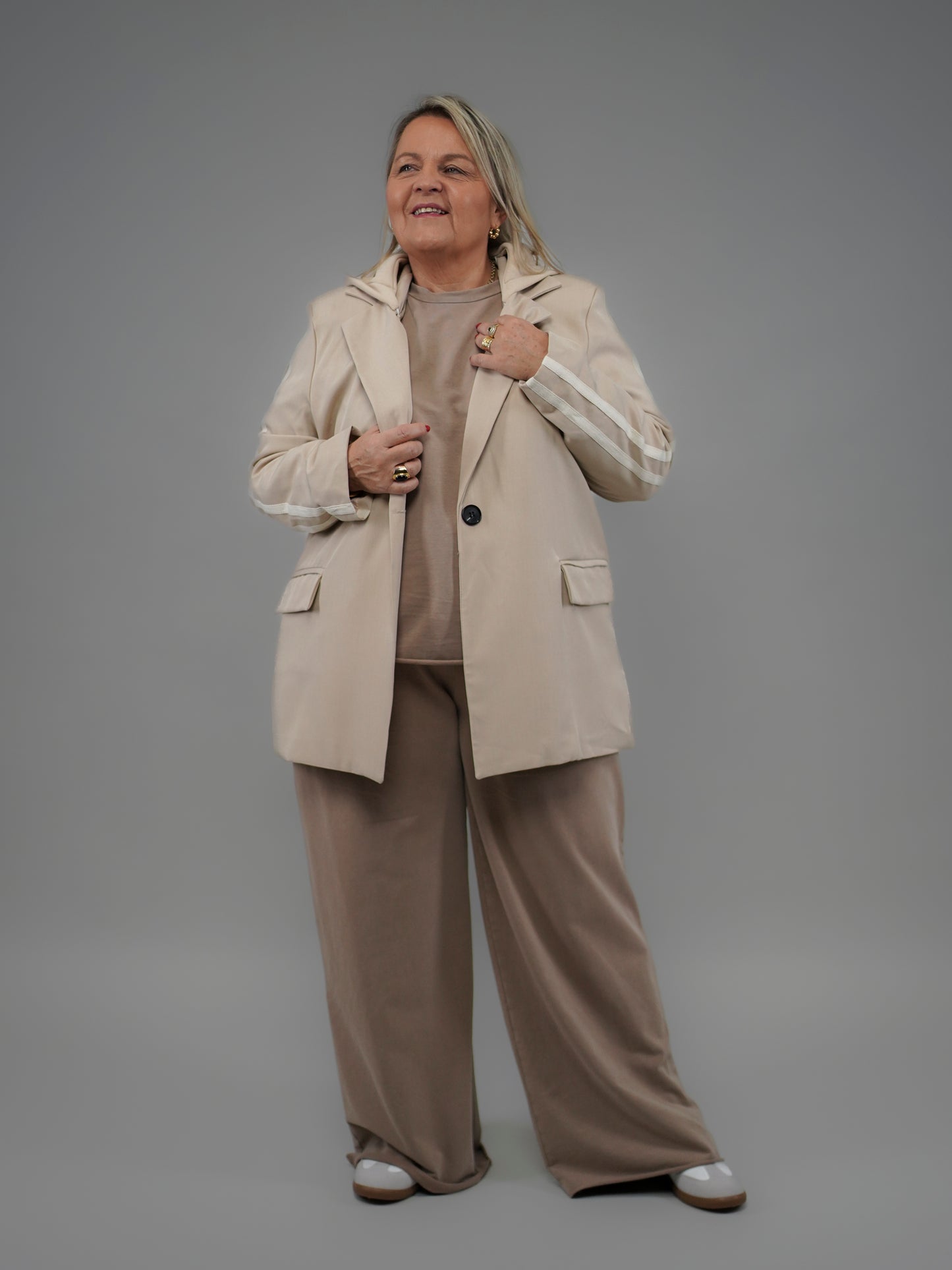 Blazer beige à capuche amovible - 1165