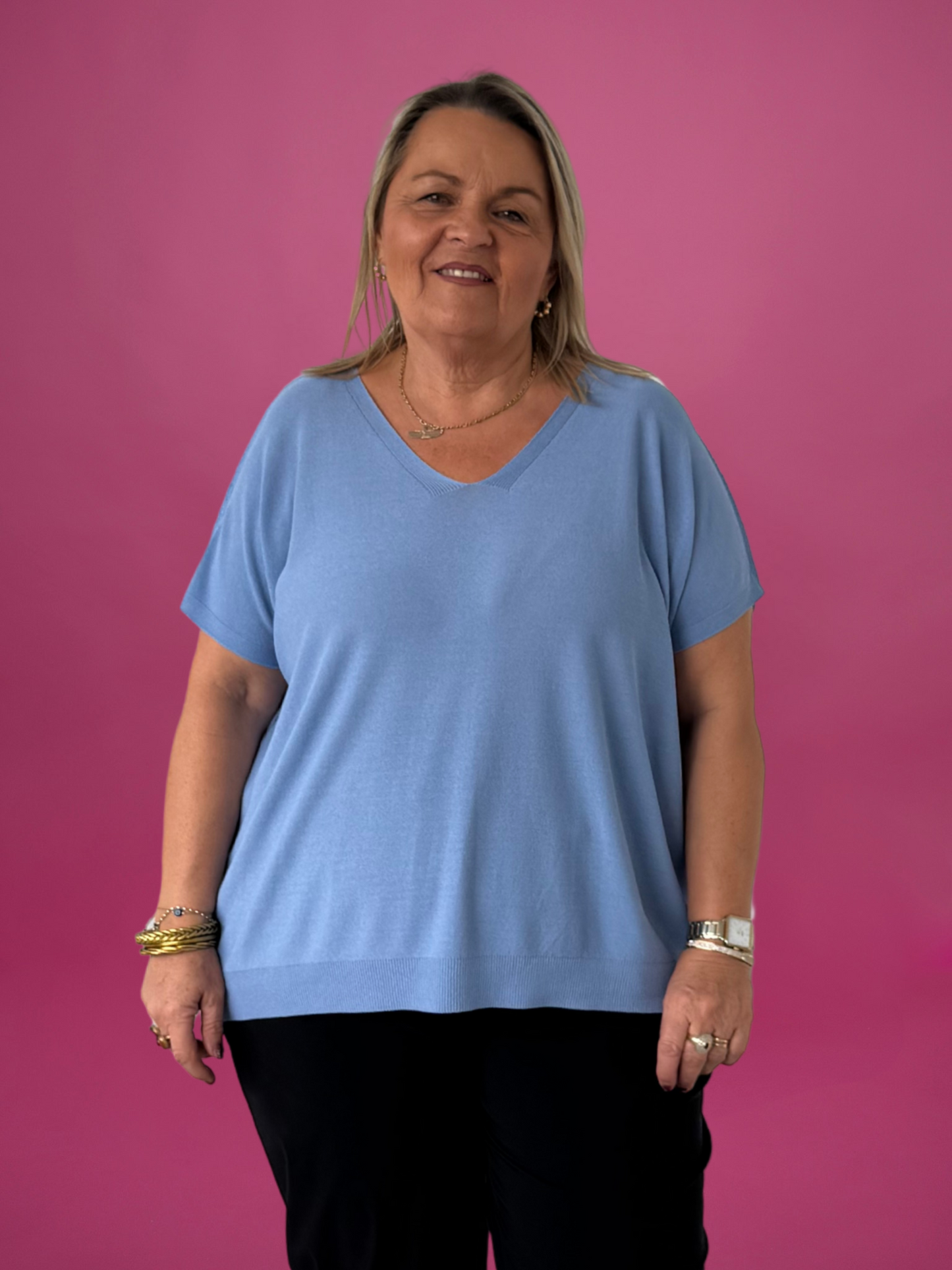 T-shirt oversize bleu jean - 1737