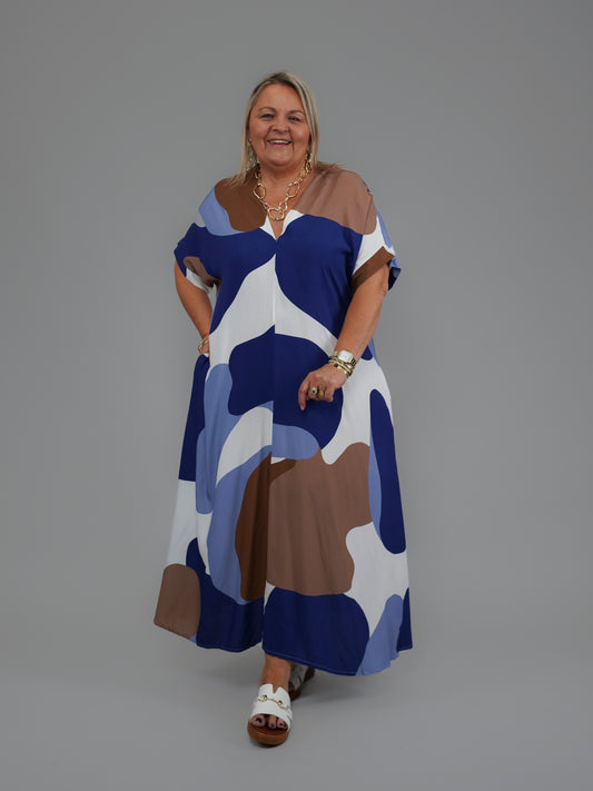 Robe imprimée bleue - 1048