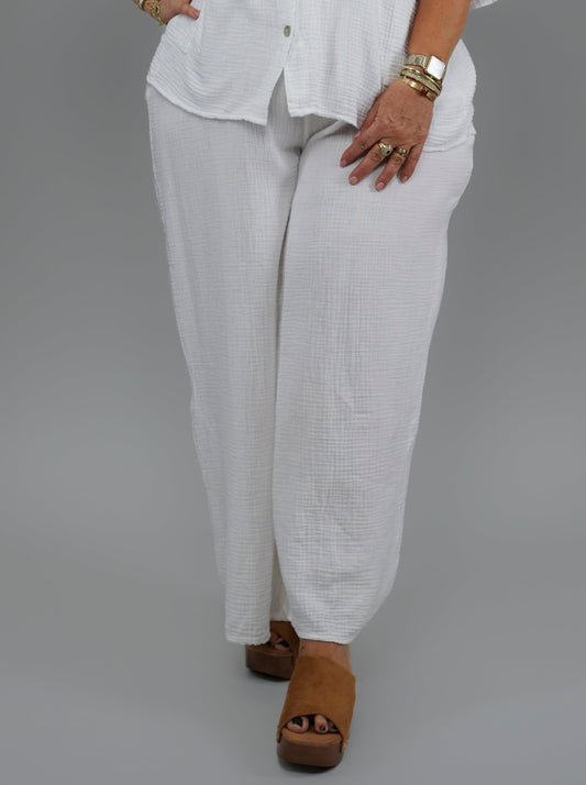 Pantalon blanc en gaze de coton - 1071