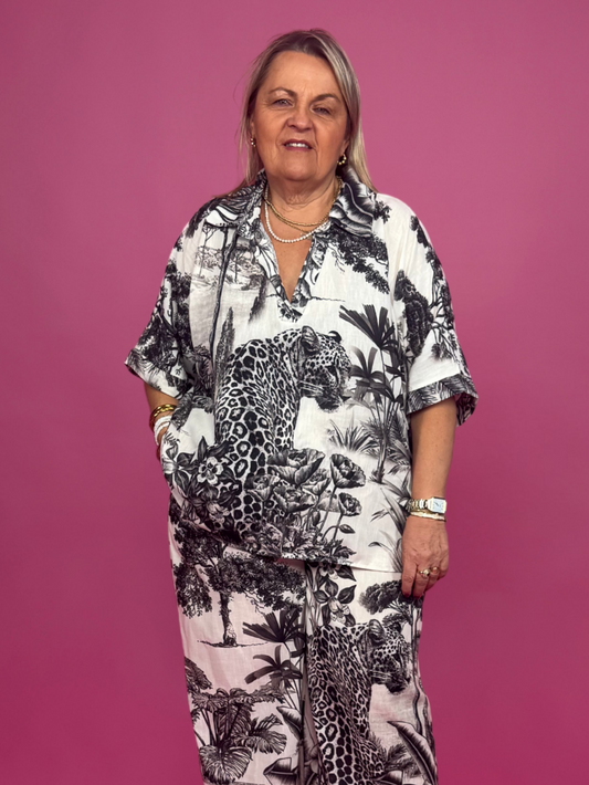 Blouse effet naturel imprimé jungle - 1726