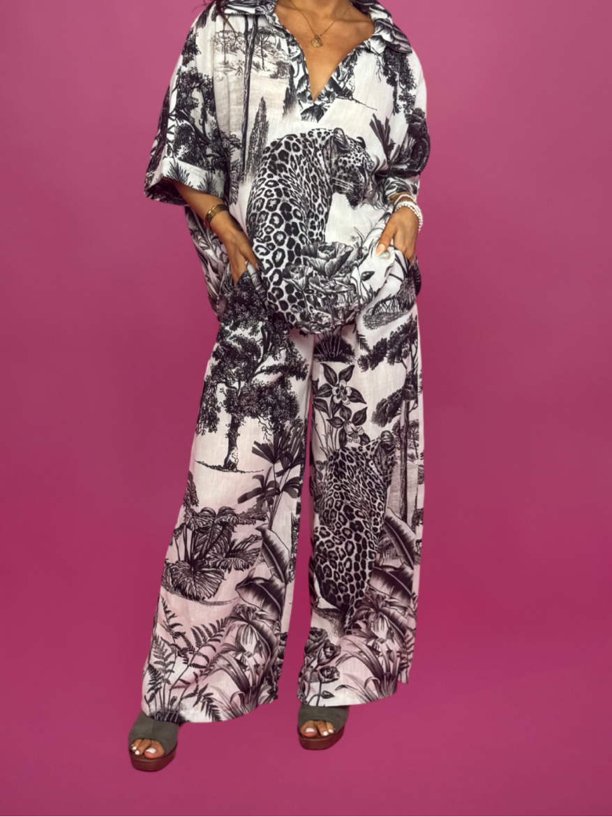Pantalon effet naturel imprimé jungle - 1727