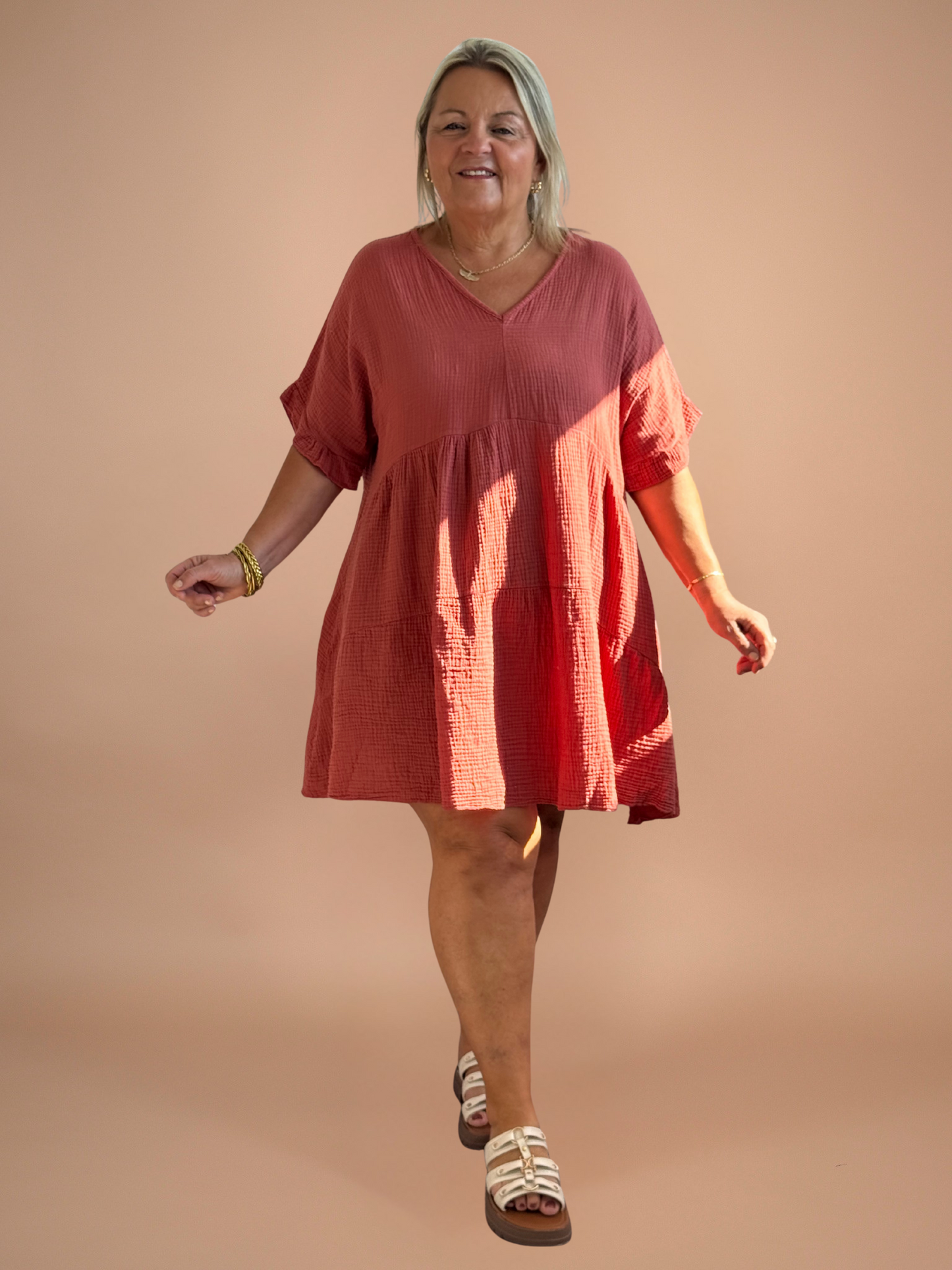 Robe gaze de coton rose