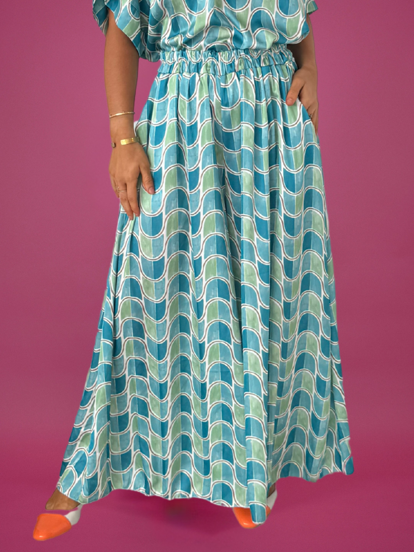 Pantalon imprimé Palazzo - 1393