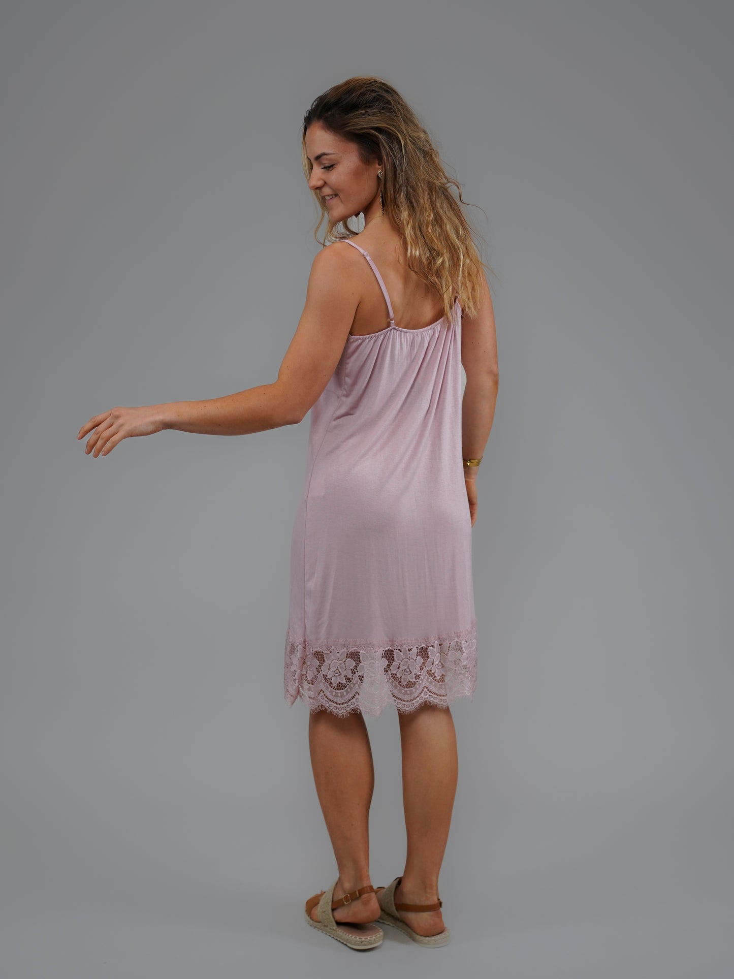 Top long à bretelles rose - 1150