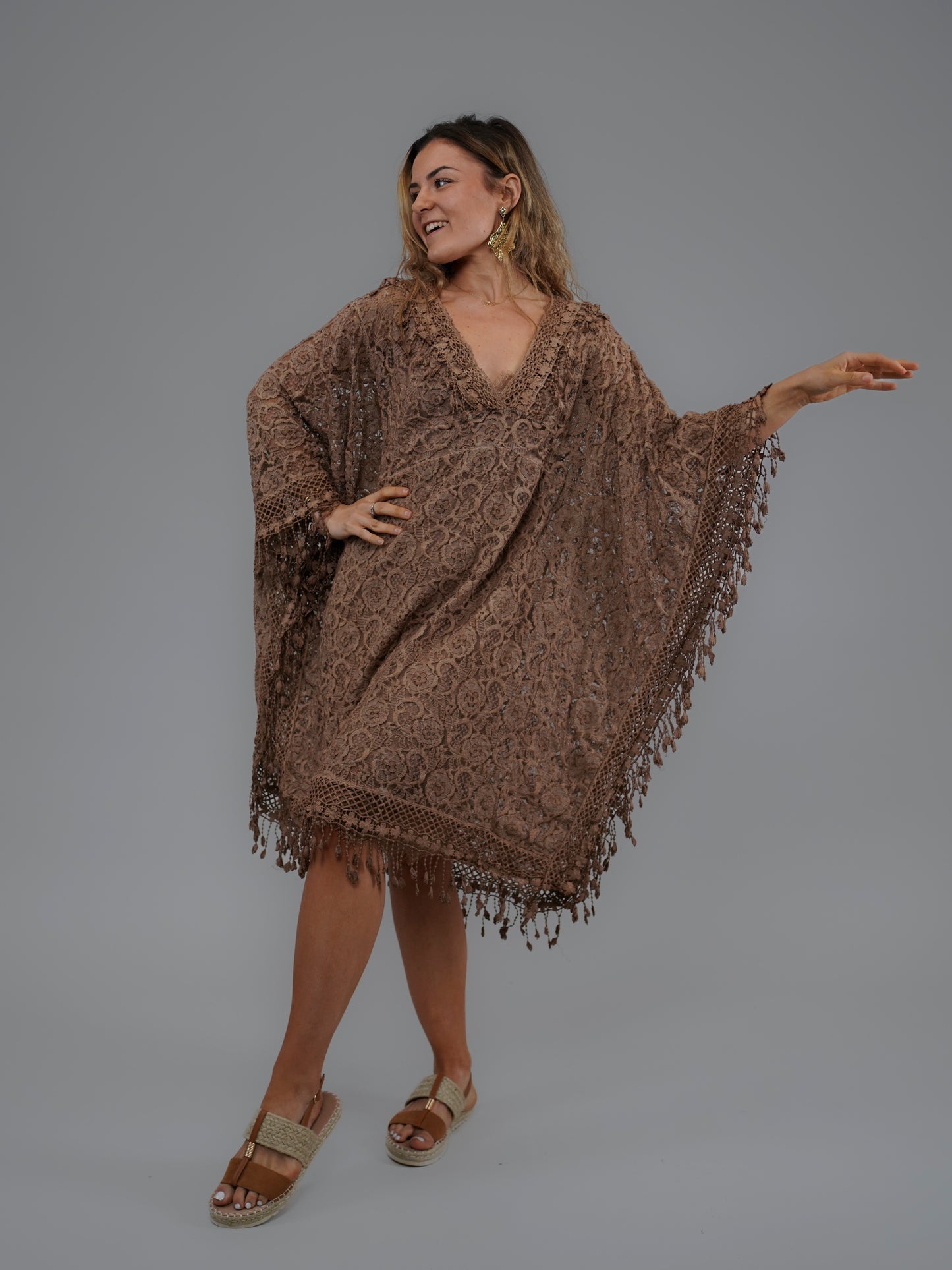 Tunique en dentelle camel - 1062