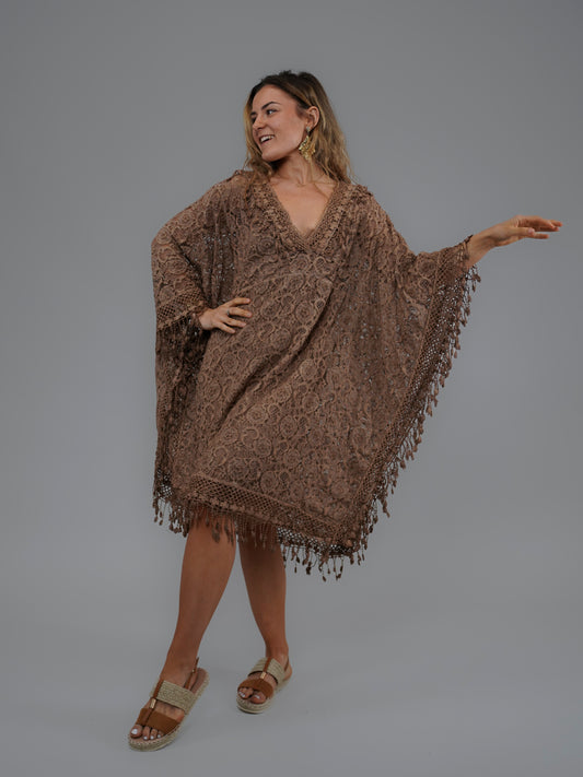 Tunique en dentelle camel - 1062