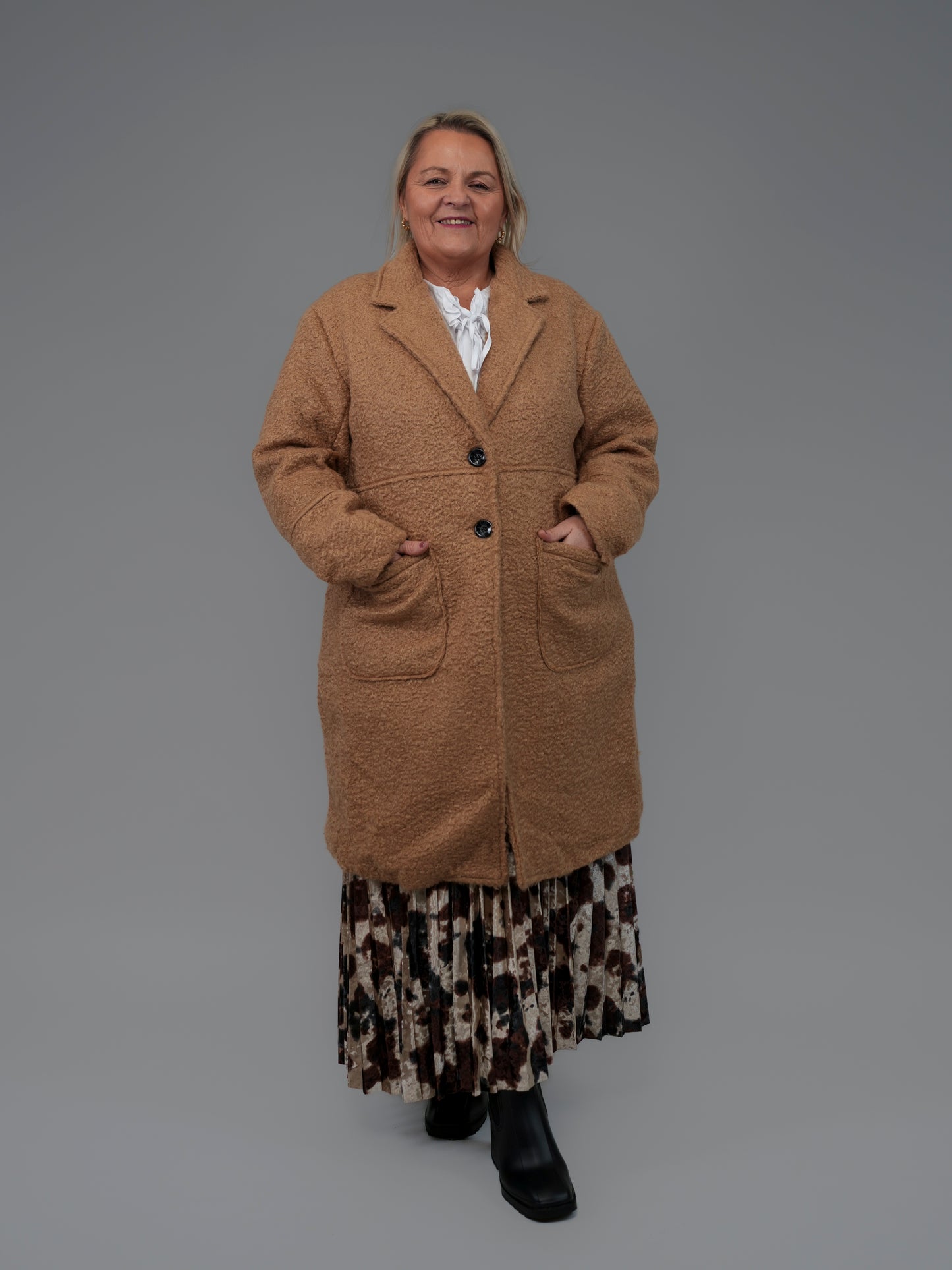 Manteau camel bouclette - 1349