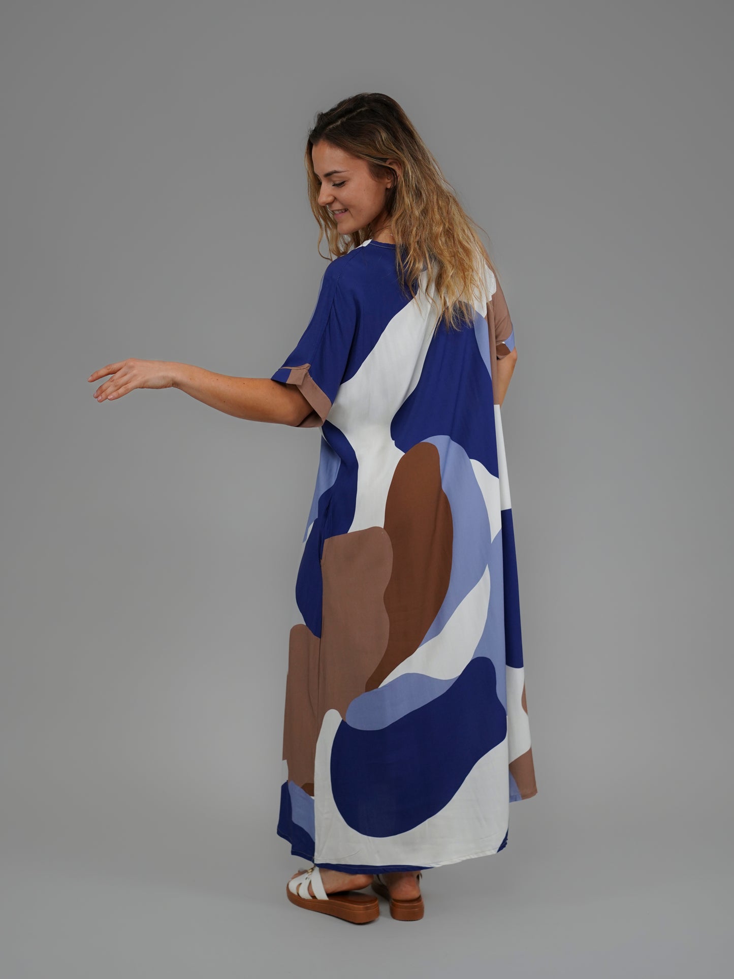 Robe imprimée bleue - 1048