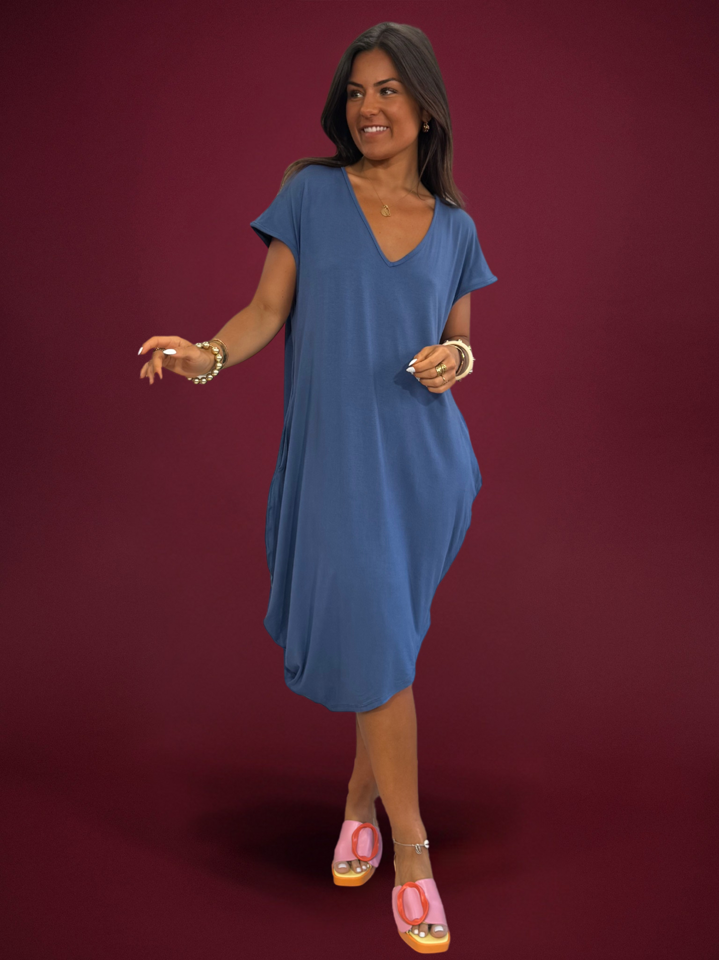 Robe t-shirt bleue - 1786